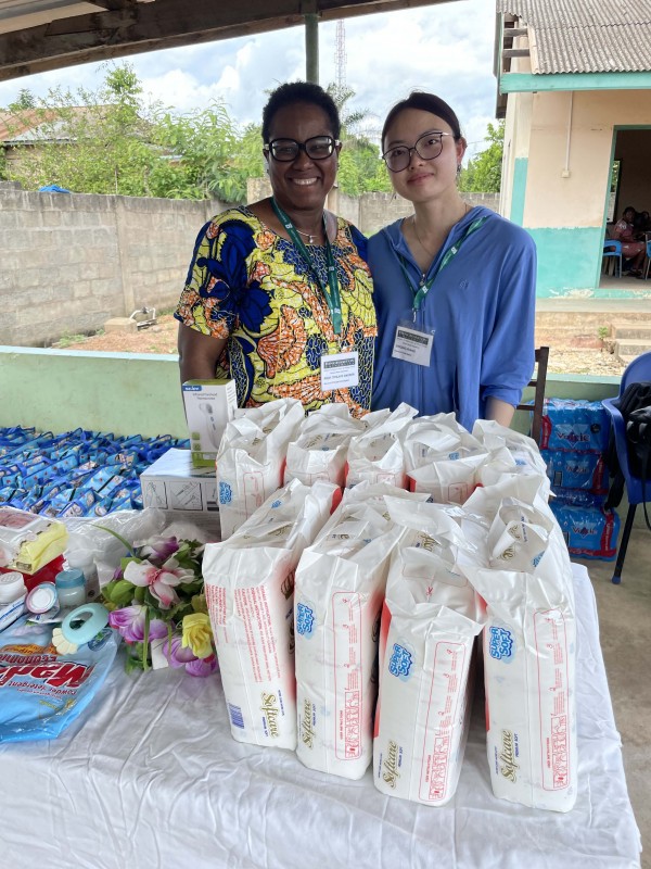 Zhiqiao Huang ’24 and Professor Titilayo Okoror, founding director of global public health and chair of the Africana Studies Department, on a research trip in Ghana.